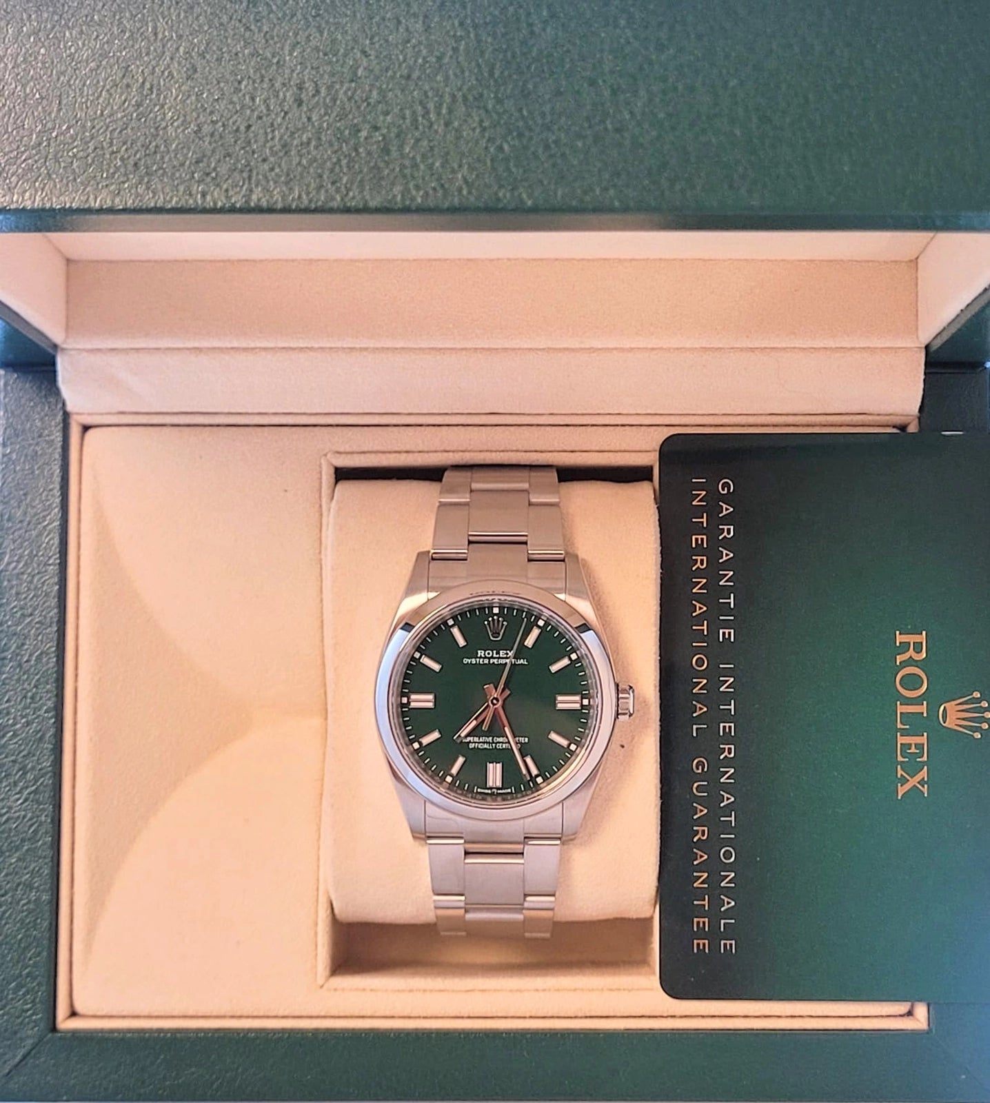 2025 Rolex Oyster Perpetual 126000 Green Dial SS Oyster With Papers 36mm