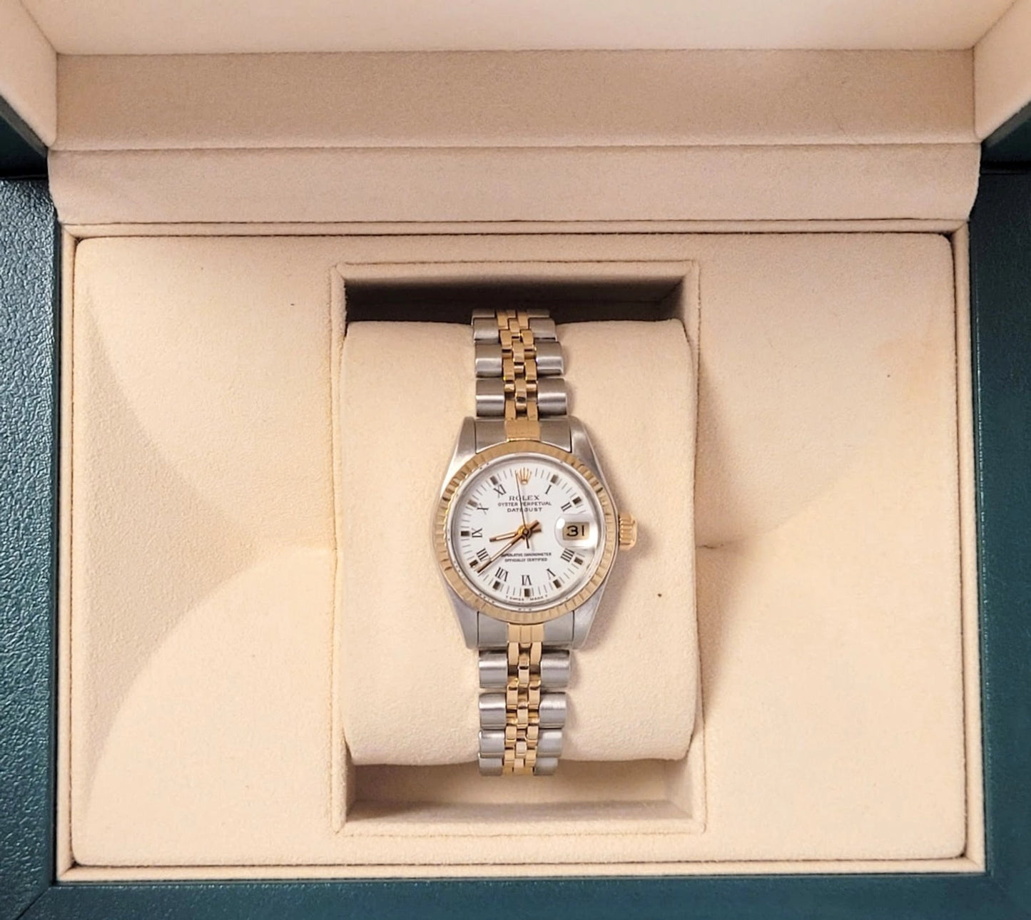 1986 Rolex Ladies Datejust 69173 White Roman Dial TT Jubilee No Papers 26mm