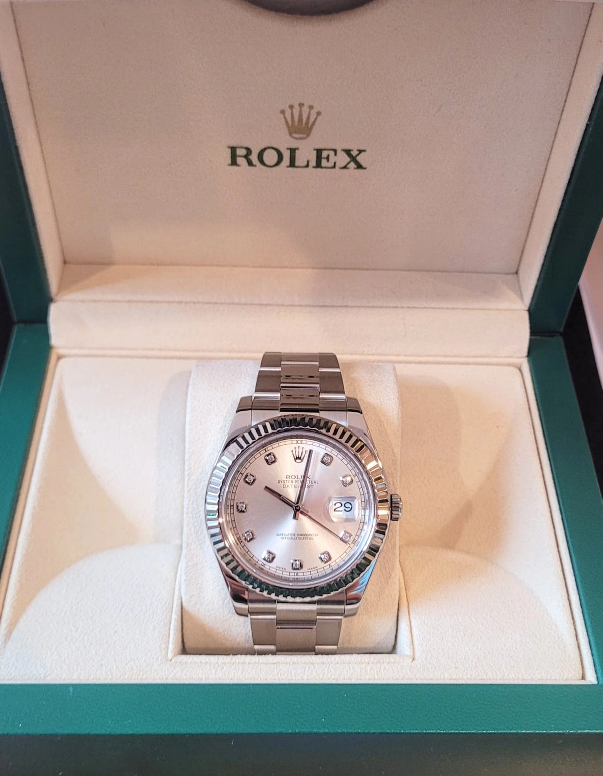 2016 Rolex Datejust 116334 Silver Diamond Dial SS Oyster No Papers 41mm