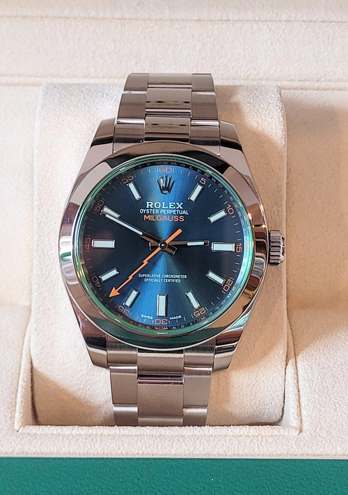 2022 Rolex MIlgauss 116400gv Blue Dial SS Oyster With Papers 40mm