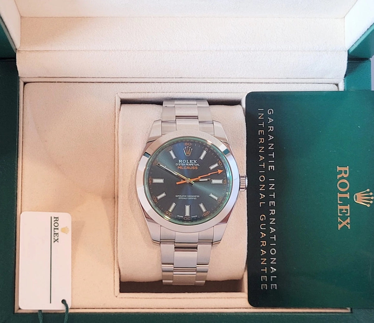 2022 Rolex MIlgauss 116400gv Blue Dial SS Oyster With Papers 40mm
