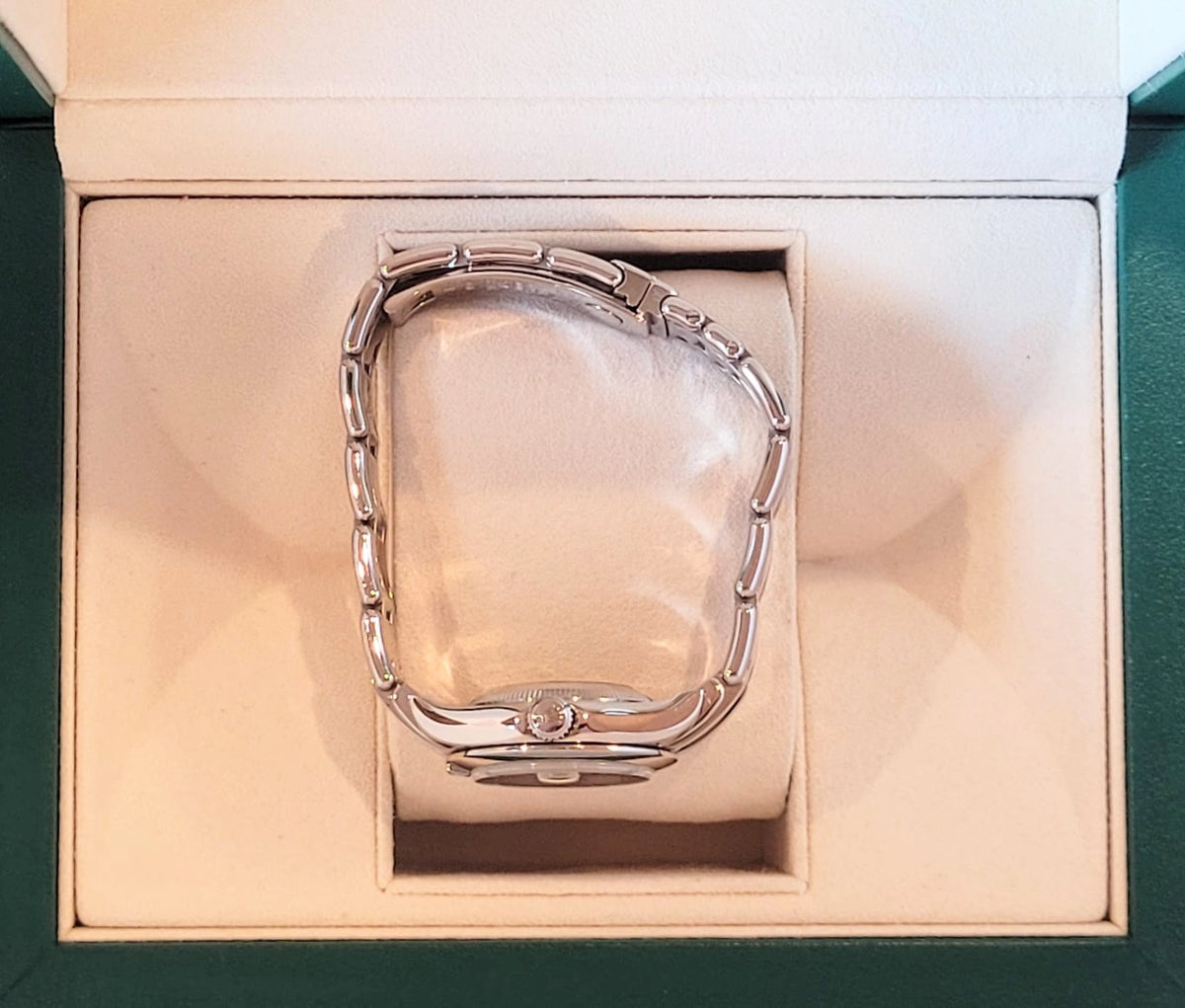 1995 Rolex Ladies Pearlmaster 69329 Pink Roman Dial Diamond Bezel 18kt WG 29mm