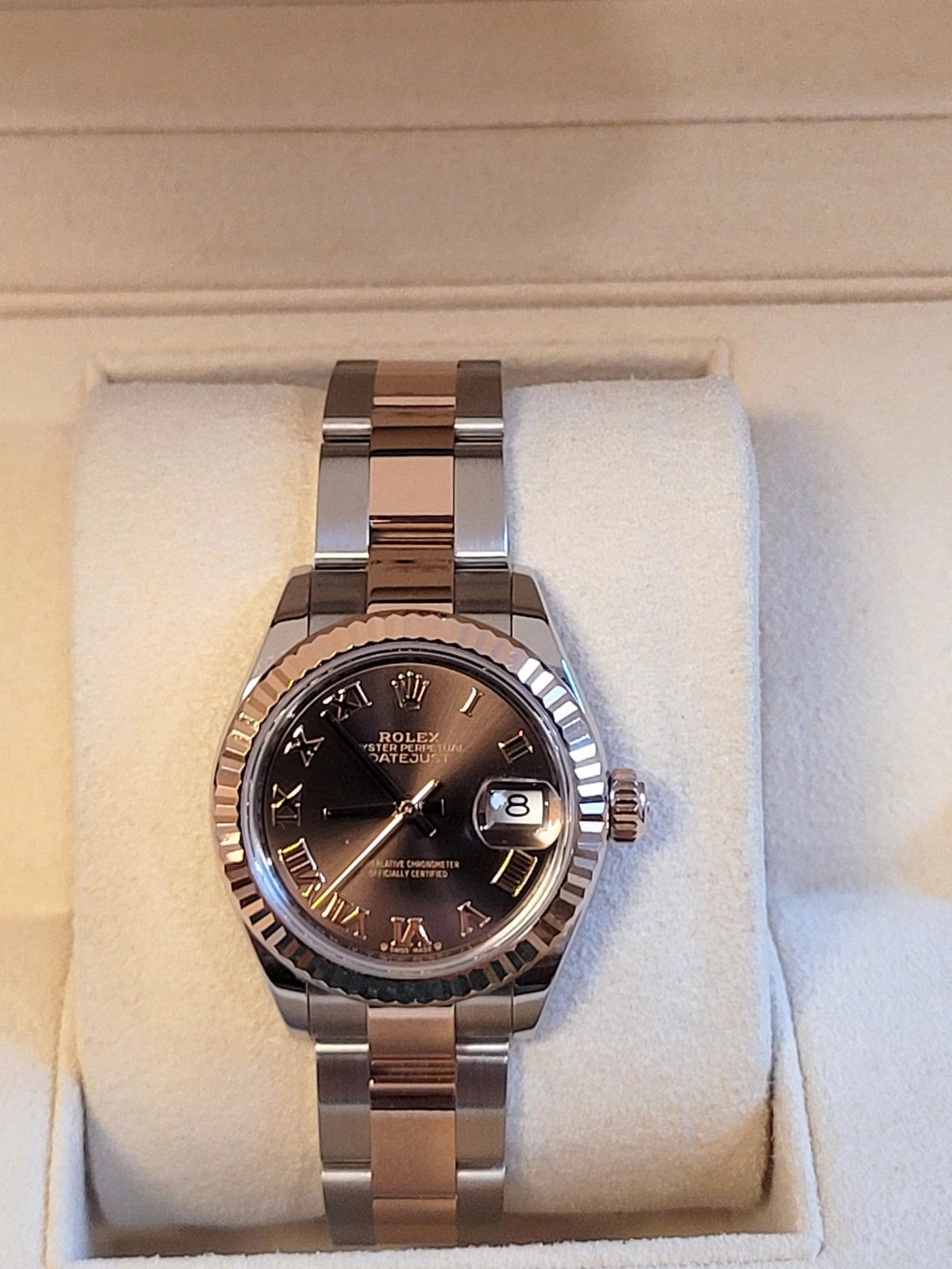 2022 Rolex Ladies Datejust 279171 Chocolate Dial TT Rose Oyster With Paper 28mm