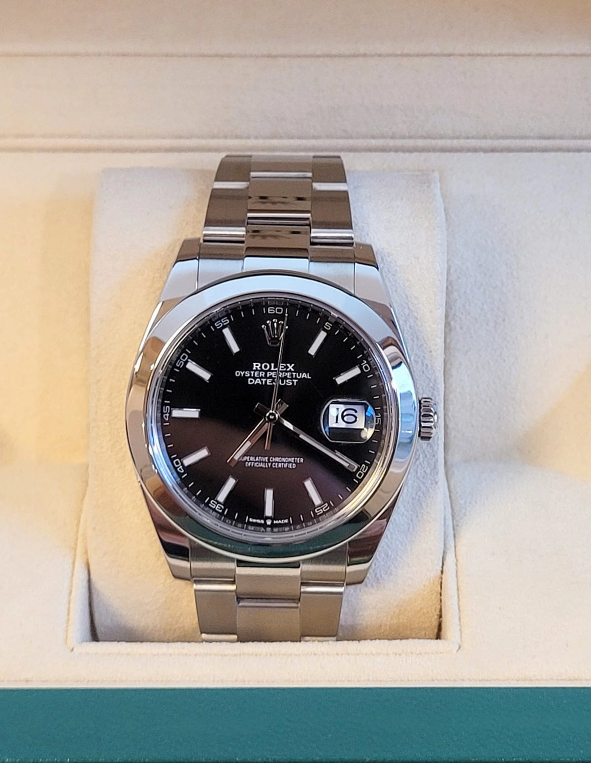 2021 Rolex Datejust 126300 Black Dial SS Oyster With Papers 41mm