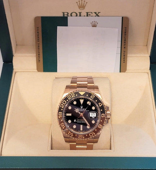 2019 Rolex GMT-Master II Rootbeer 126715chnr Black Dial RG Oyster Papers 40mm