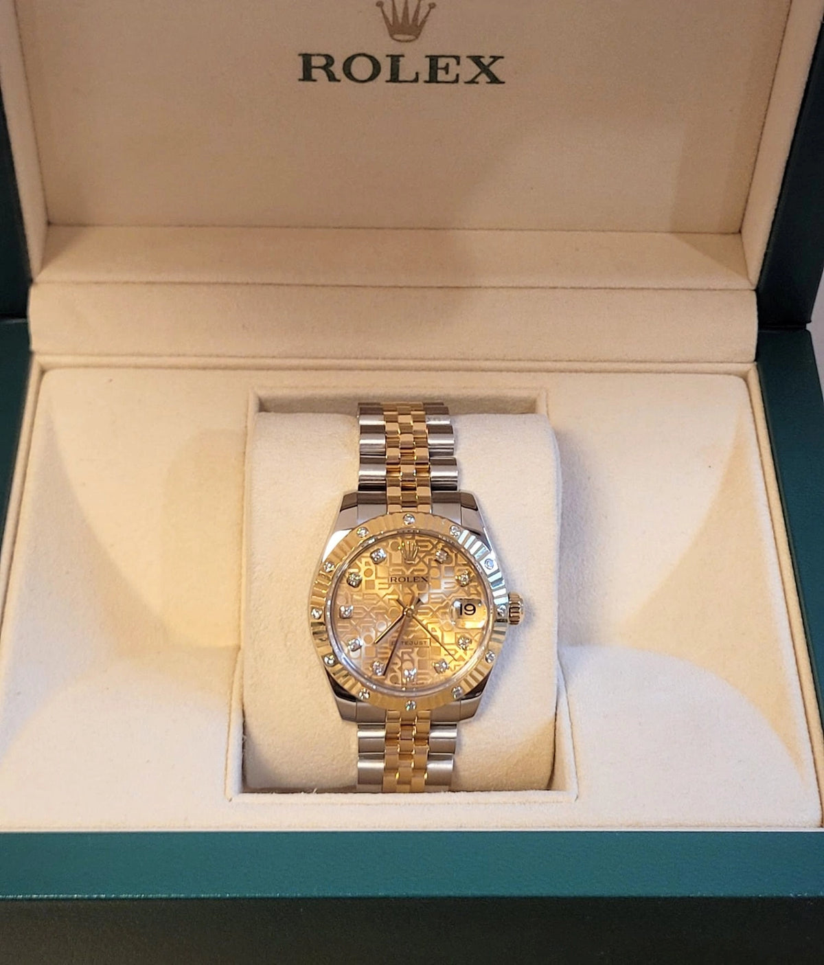 Rolex Datejust 178313 Champagne Jubilee Diamond Dial and Bezel TT Jubilee 31mm