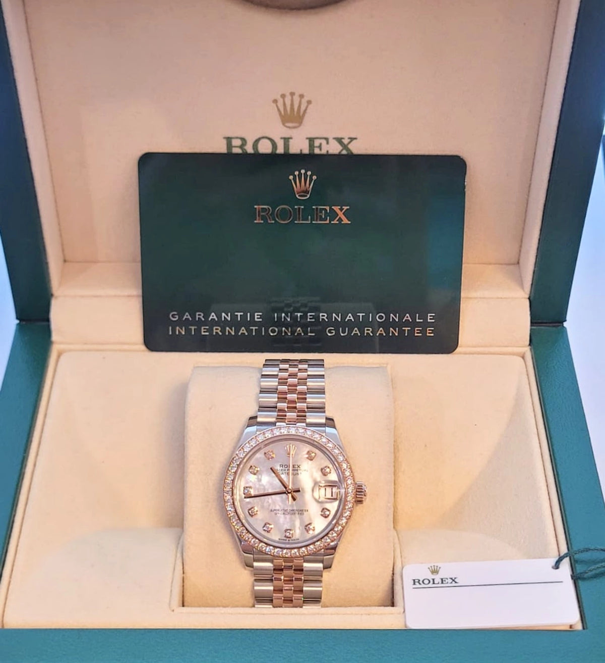 24 Rolex Datejust 278381rbr MOP Diamond Dial + Bezel TT Jubilee Rose Papers 31mm