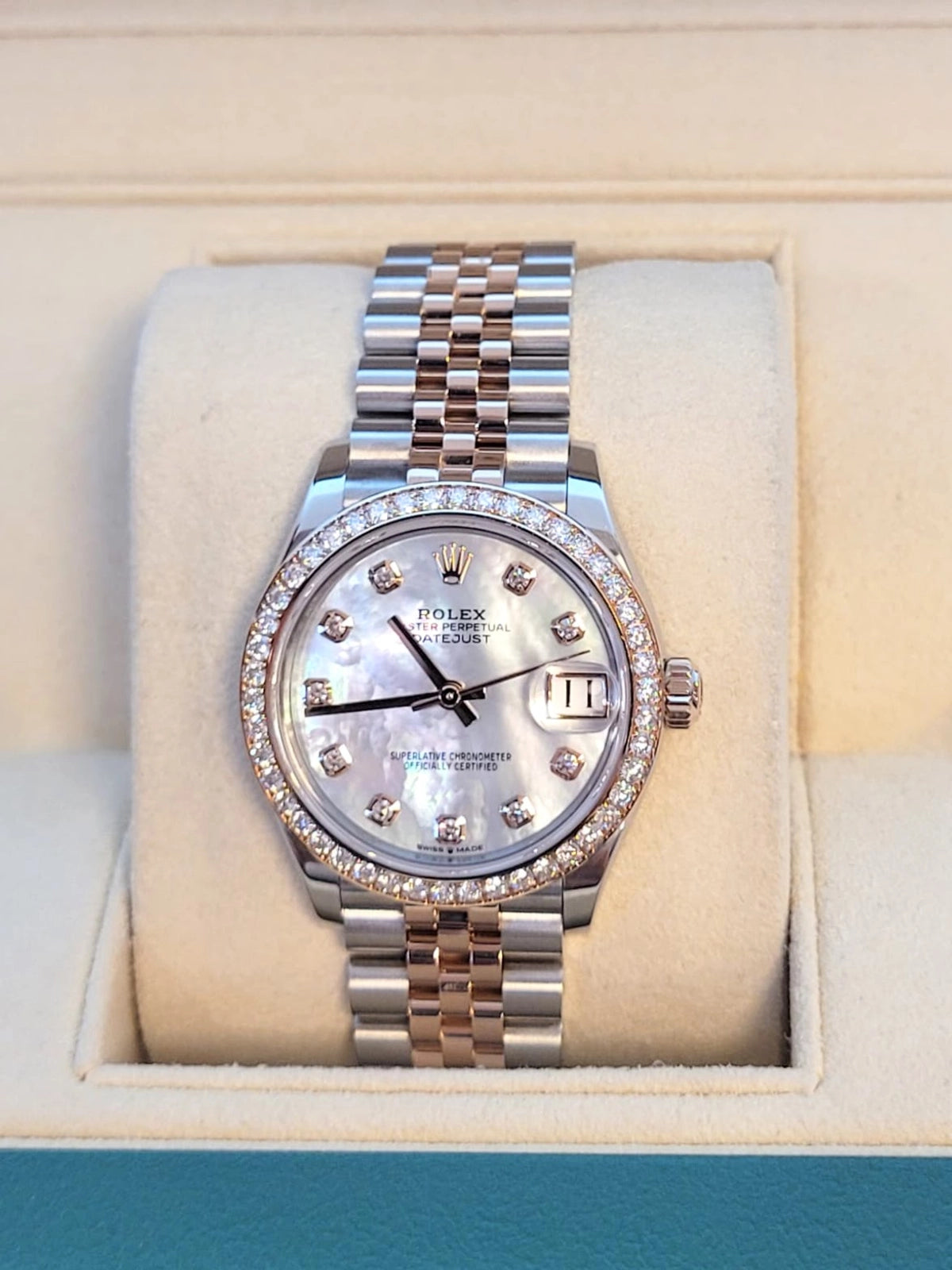 24 Rolex Datejust 278381rbr MOP Diamond Dial + Bezel TT Jubilee Rose Papers 31mm