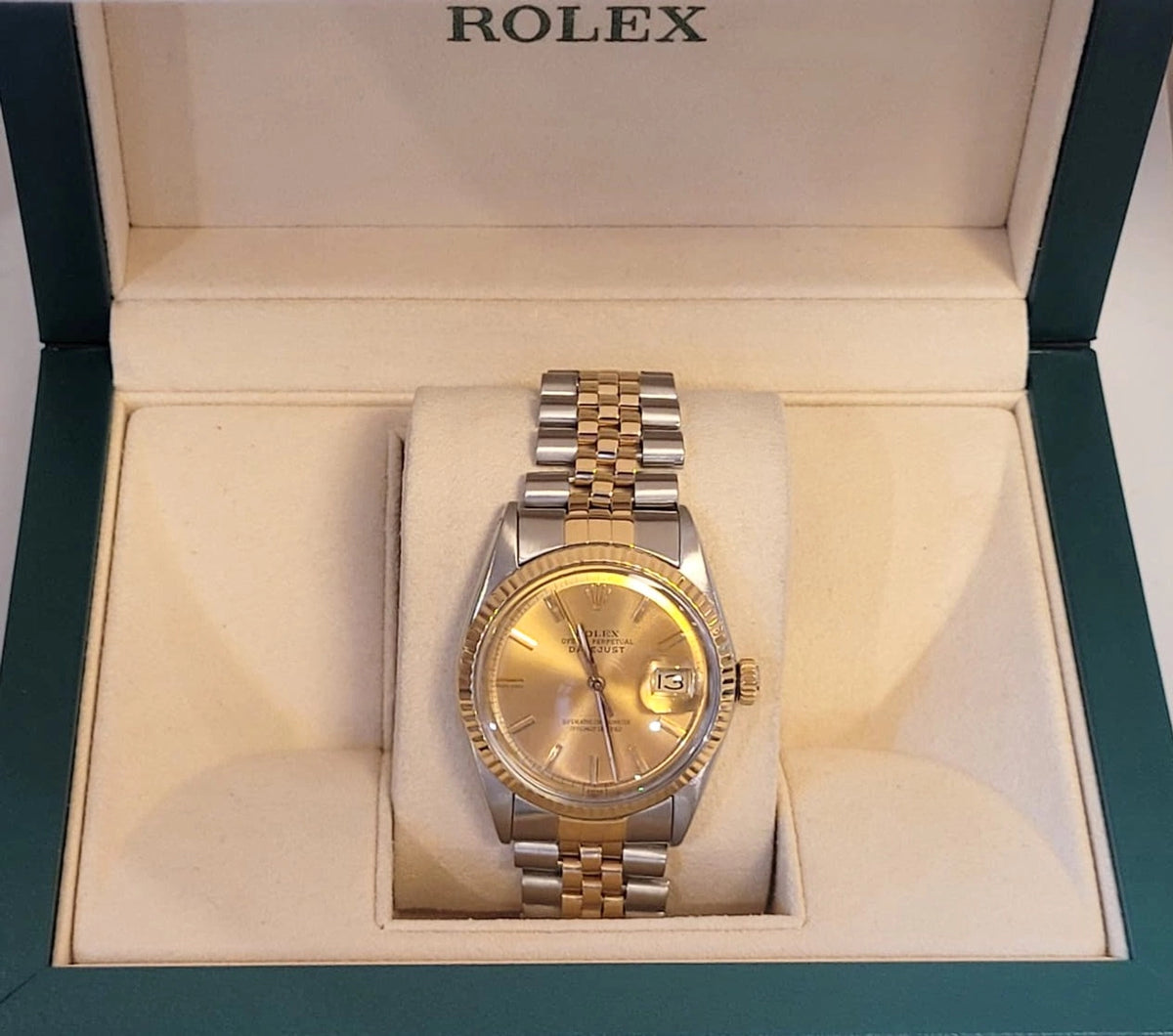 1974 Rolex Datejust 1601 Champagne Dial TT 18kt Jubilee No Papers 36mm