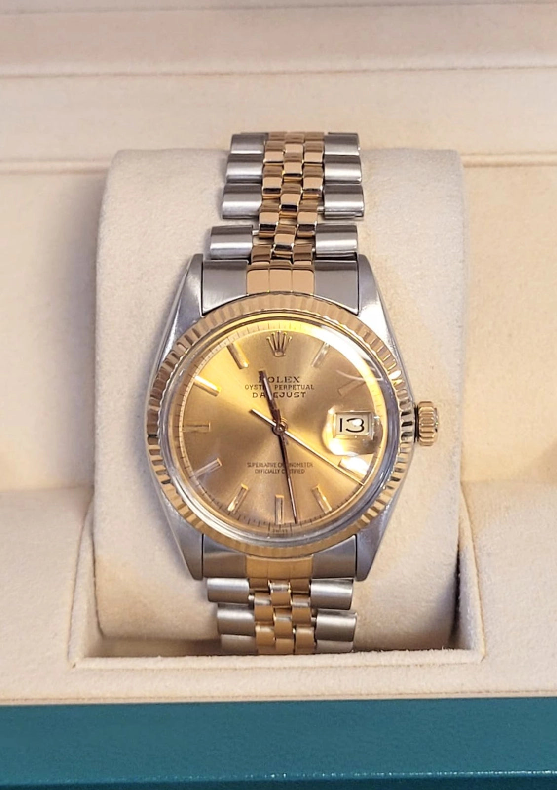 1974 Rolex Datejust 1601 Champagne Dial TT 18kt Jubilee No Papers 36mm
