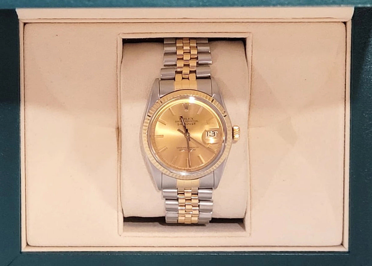 1974 Rolex Datejust 1601 Champagne Dial TT 18kt Jubilee No Papers 36mm
