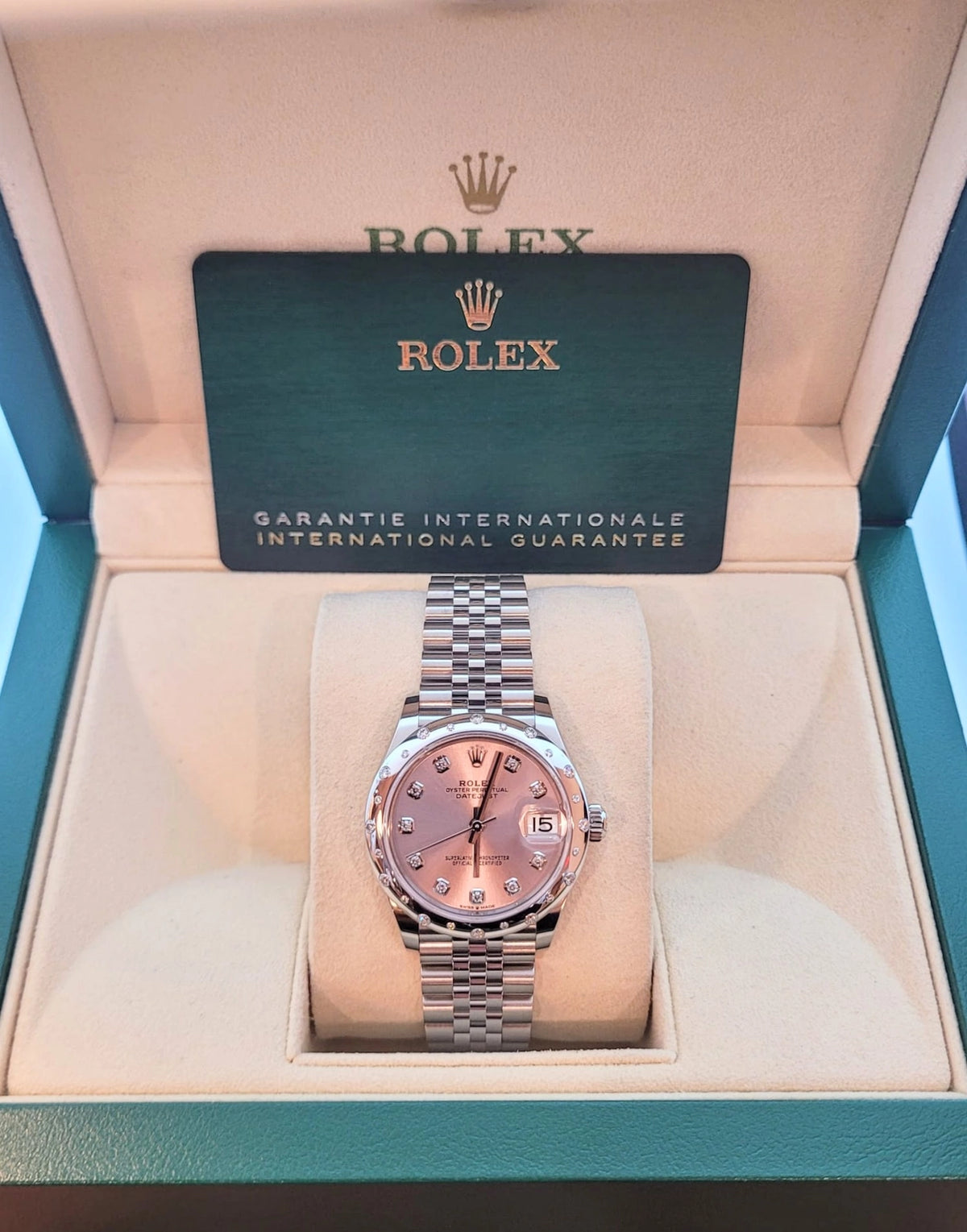 2026 Rolex Datejust 278344rbr Pink Diamond Dial and Bezel Jubilee Complete 31mm