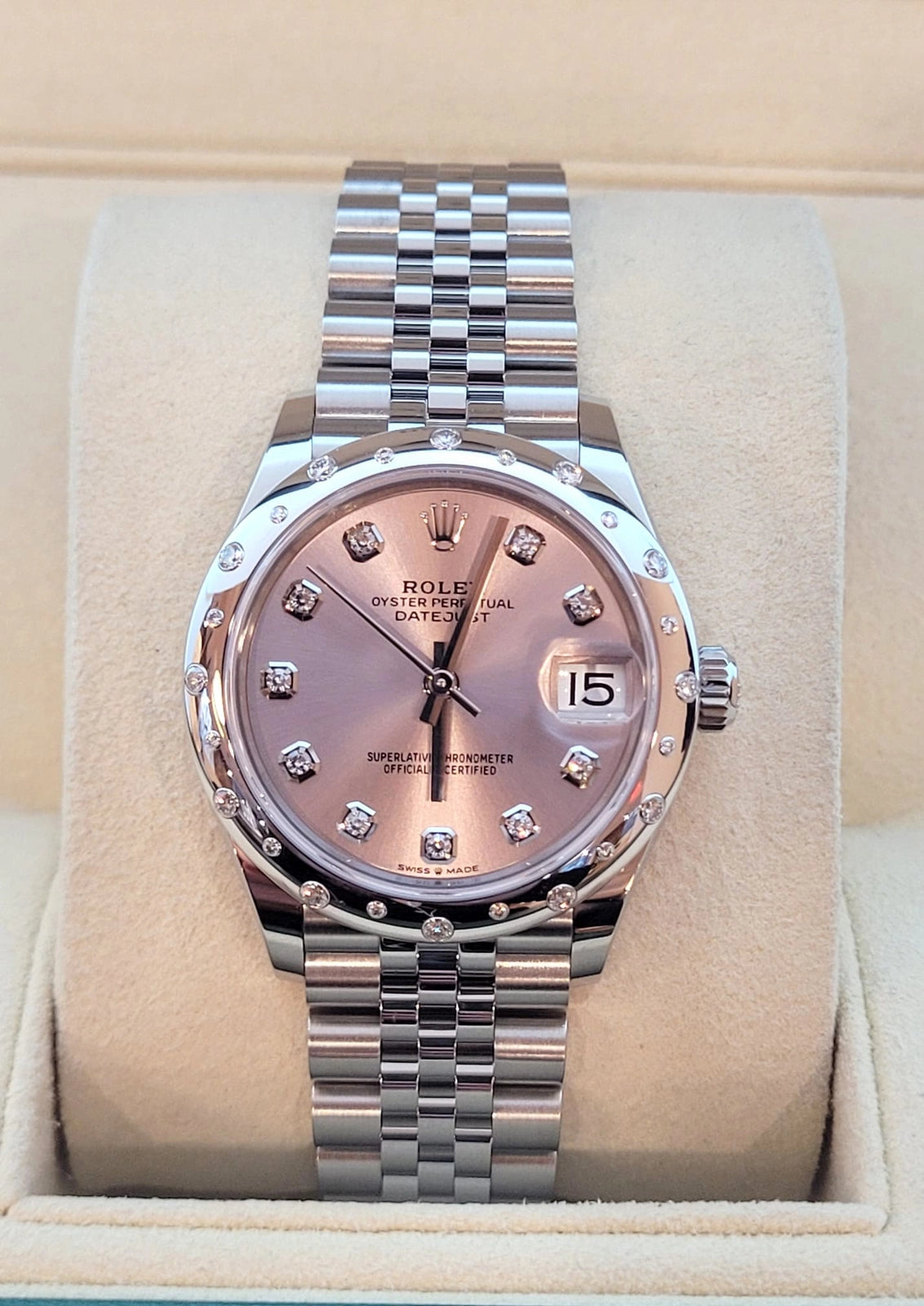 2026 Rolex Datejust 278344rbr Pink Diamond Dial and Bezel Jubilee Complete 31mm