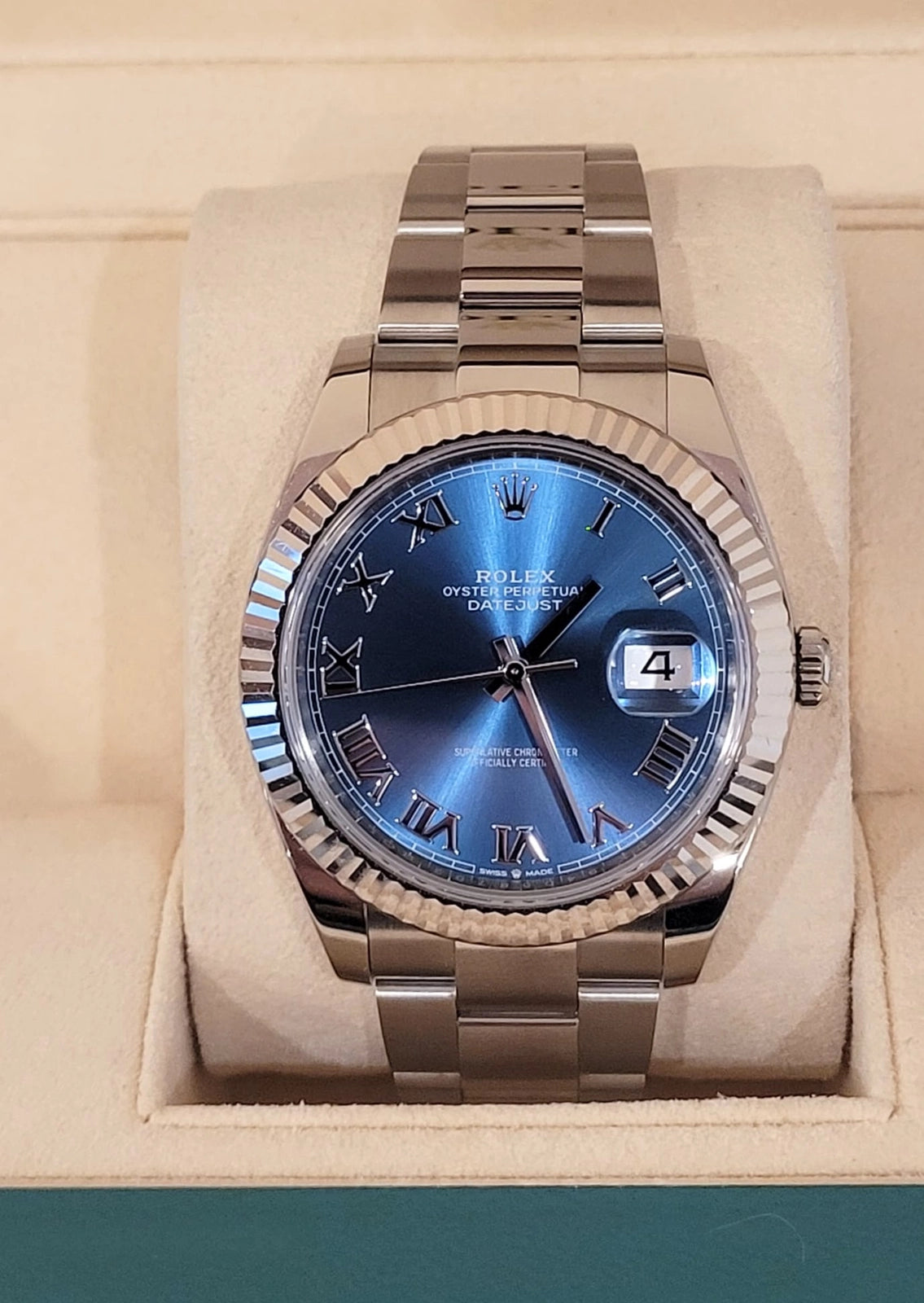 2023 Rolex Datejust 126334 Blue Roman Dial SS Oyster With Papers 41mm