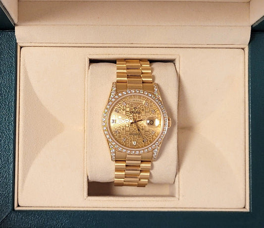 1990 Rolex Day-Date 18388 Jubilee Diamond Dial Bezel and Lugs 18kt President 36m