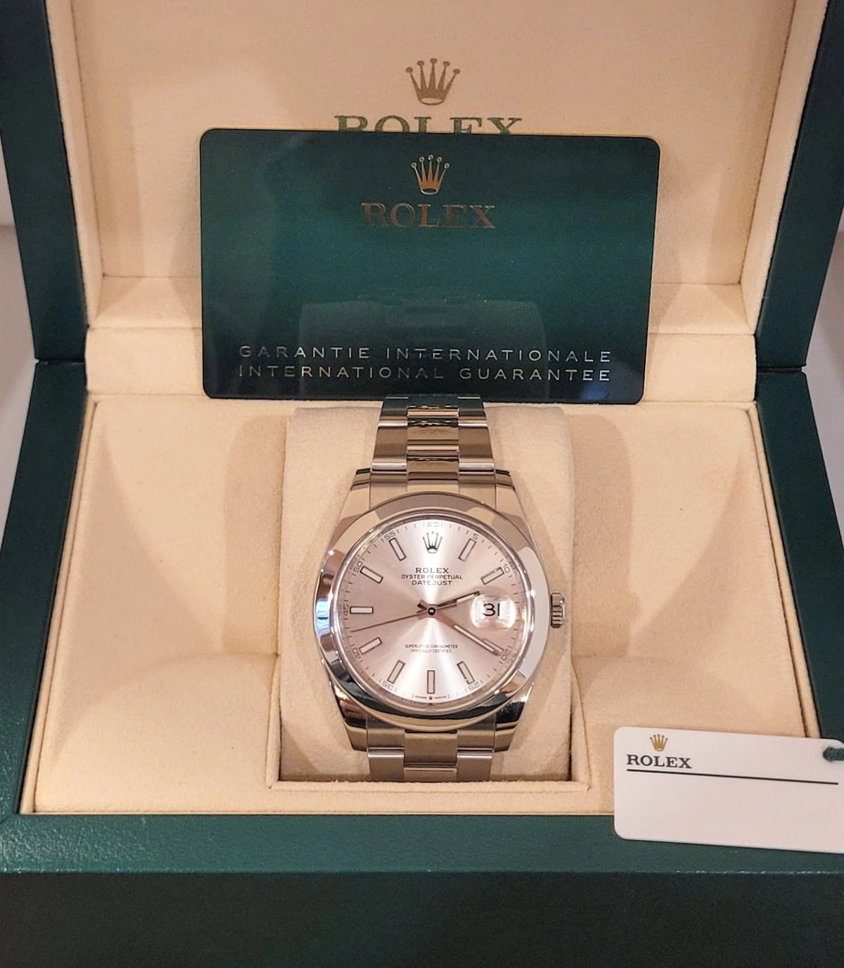 2021 Rolex Datejust 126300 Silver Stick Dial SS Oyster With Papers 41mm