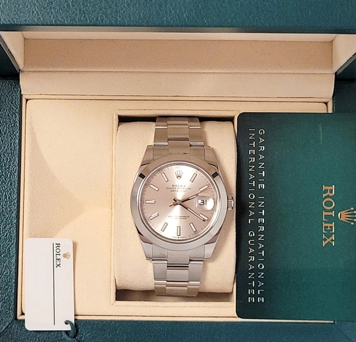 2021 Rolex Datejust 126300 Silver Stick Dial SS Oyster With Papers 41mm