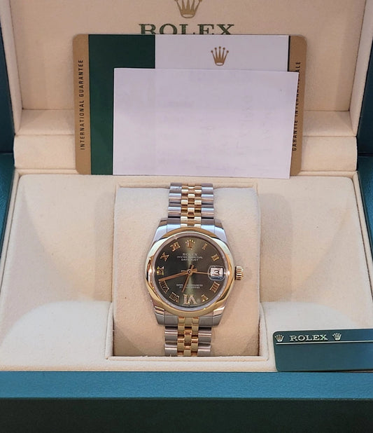 2016 Rolex Datejust 178243 Olive Green Diamond VI Dial TT Jubilee W/ Papers 31mm