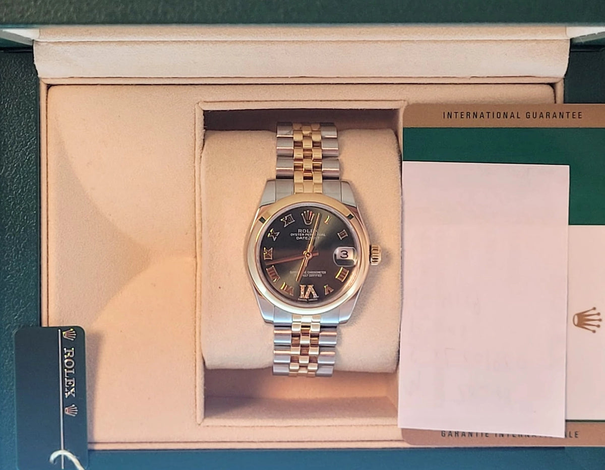 2016 Rolex Datejust 178243 Olive Green Diamond VI Dial TT Jubilee W/ Papers 31mm