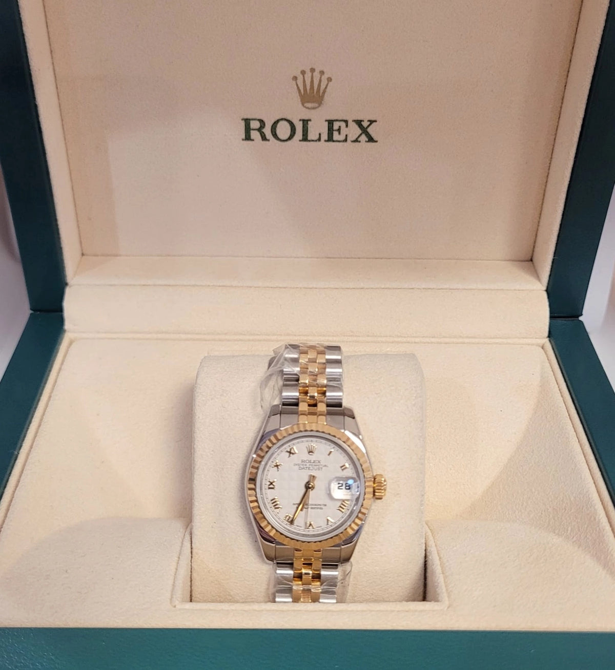 2006 Rolex Ladies Datejust 179173 Ivory Roman Dial TT 18kt Jubilee 26mm