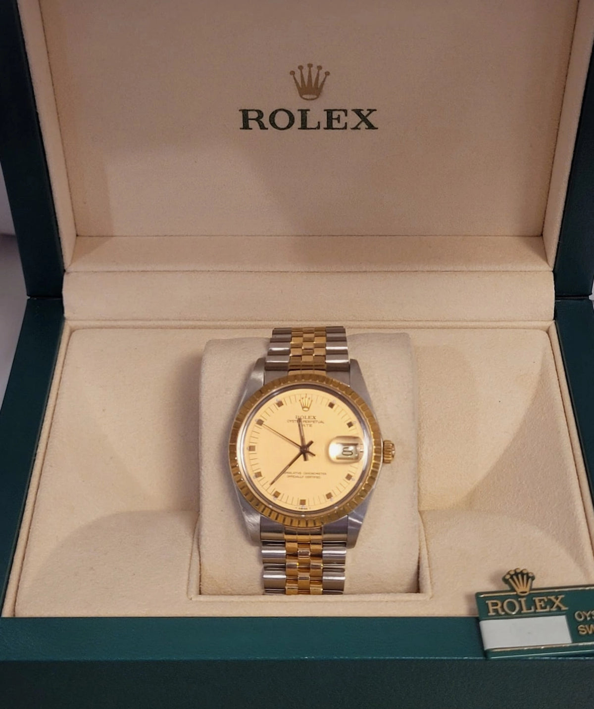 1988 Rolex Date 15053 Mazda Award Watch Champagne Dial TT Jubilee No Papers 34mm