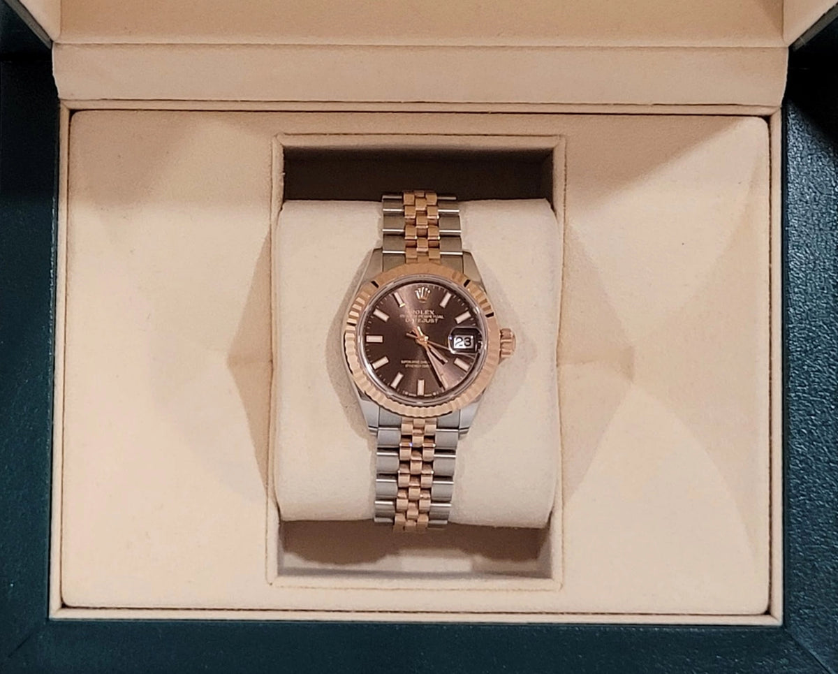 2025 Rolex Ladies Datejust 279171 Chocolate Stick Dial TT Jubilee Rose 28mm