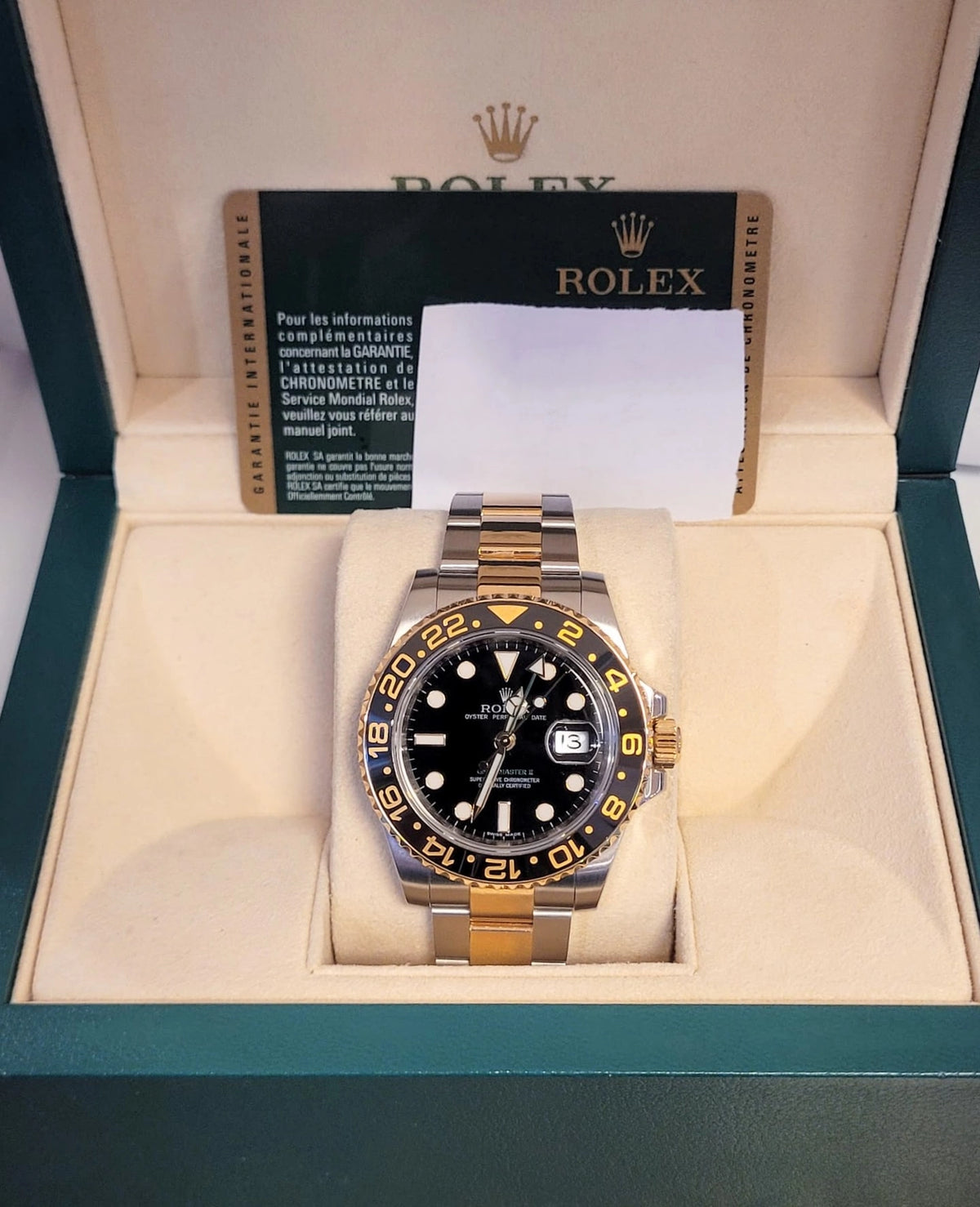 2011 Rolex GMT-Master II 116713 Black Dial TT 18kt Oyster With Papers 40mm