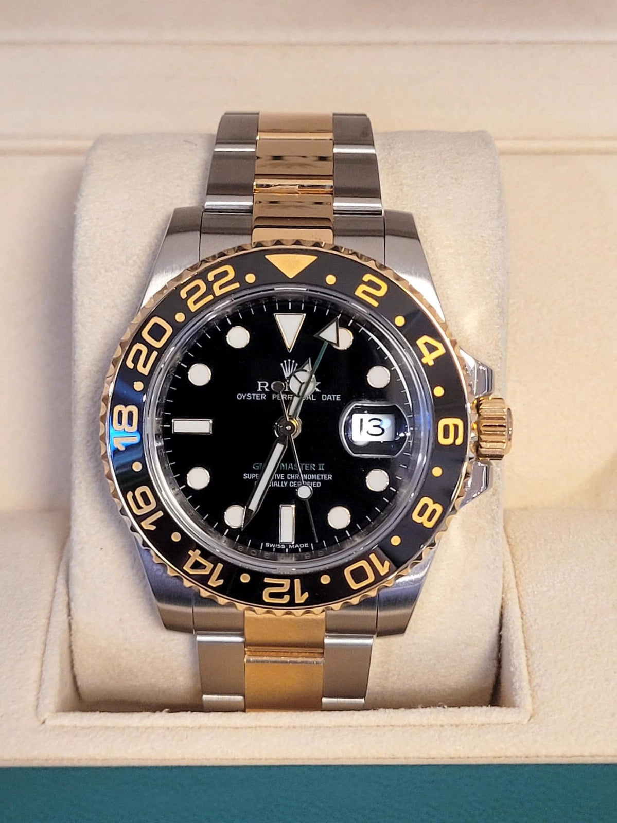 2011 Rolex GMT-Master II 116713 Black Dial TT 18kt Oyster With Papers 40mm