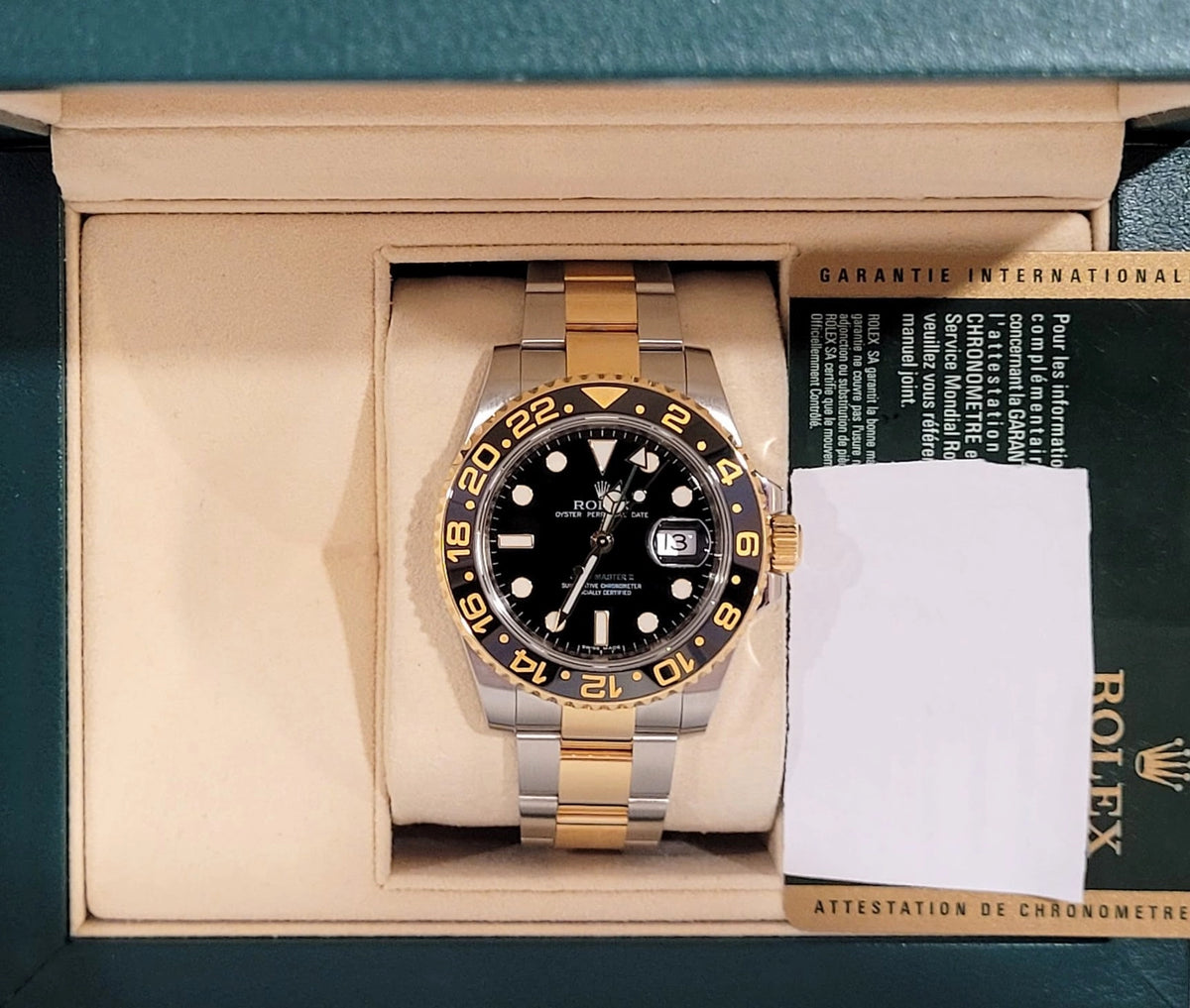 2011 Rolex GMT-Master II 116713 Black Dial TT 18kt Oyster With Papers 40mm