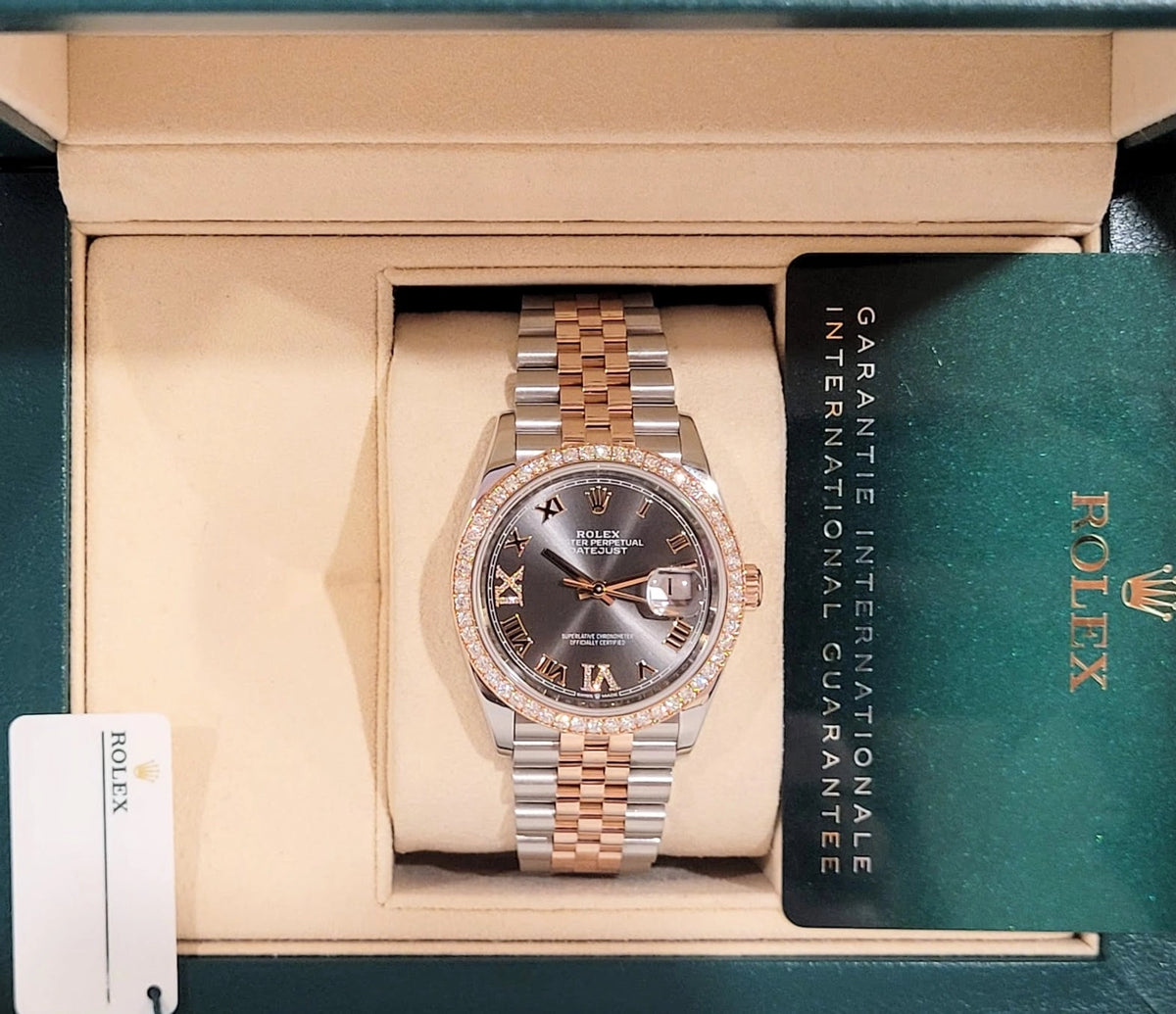 2020 Rolex Datejust 126281rbr Rhodium Diam Dial + Bezel TT Rose W/ Papers 36mm