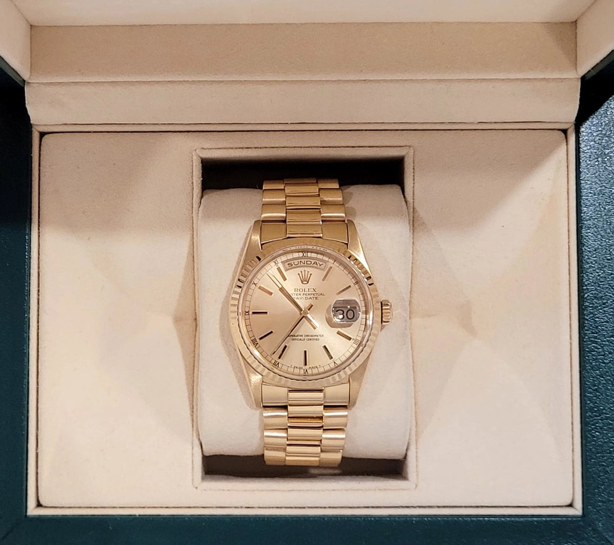 1996 Rolex Day-Date 18238 Champagne Dial 18kt President No Papers 36mm