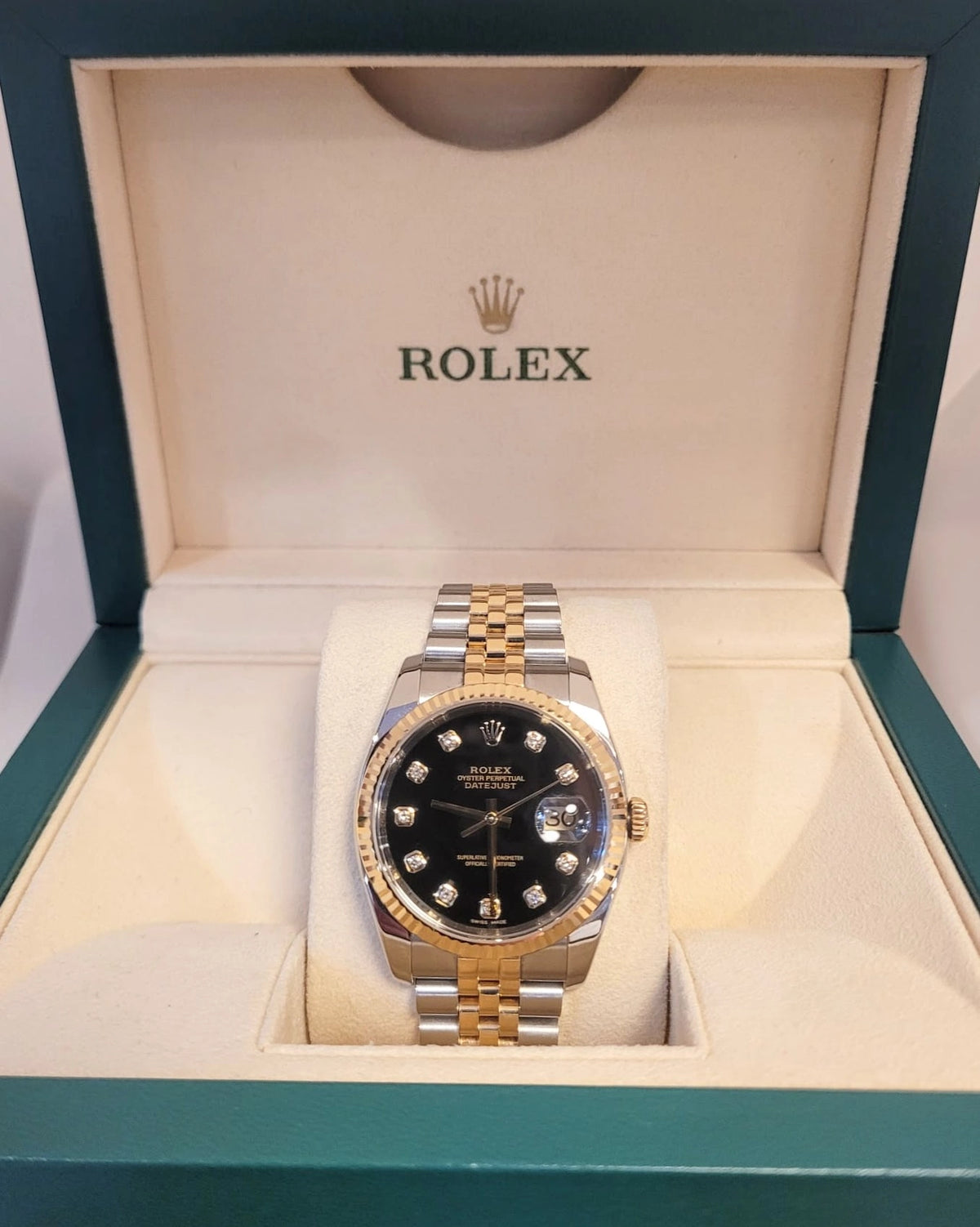 2008 Rolex Datejust 116233 Black Diamond Dial TT Jubilee No Papers 36mm