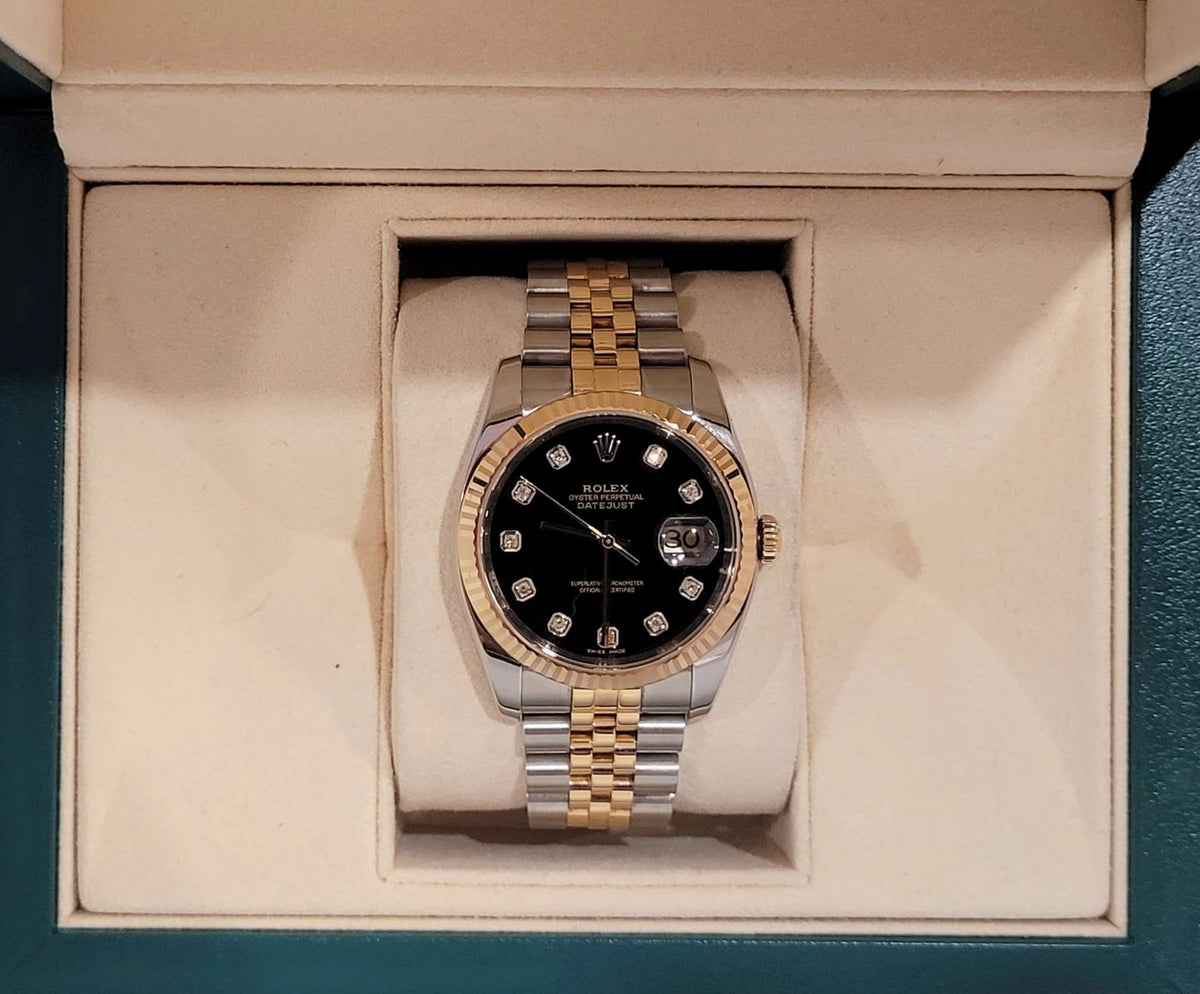2008 Rolex Datejust 116233 Black Diamond Dial TT Jubilee No Papers 36mm