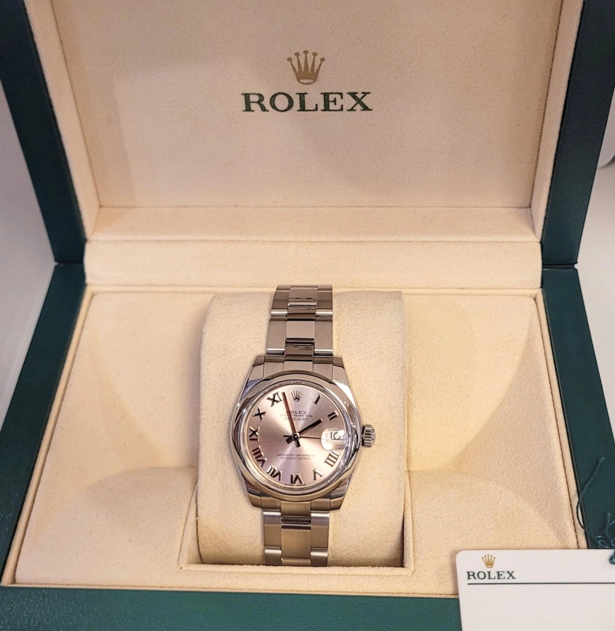 2017 Rolex Datejust 178240 Midsize Pink Roman Dial SS Oyster No Papers 31mm