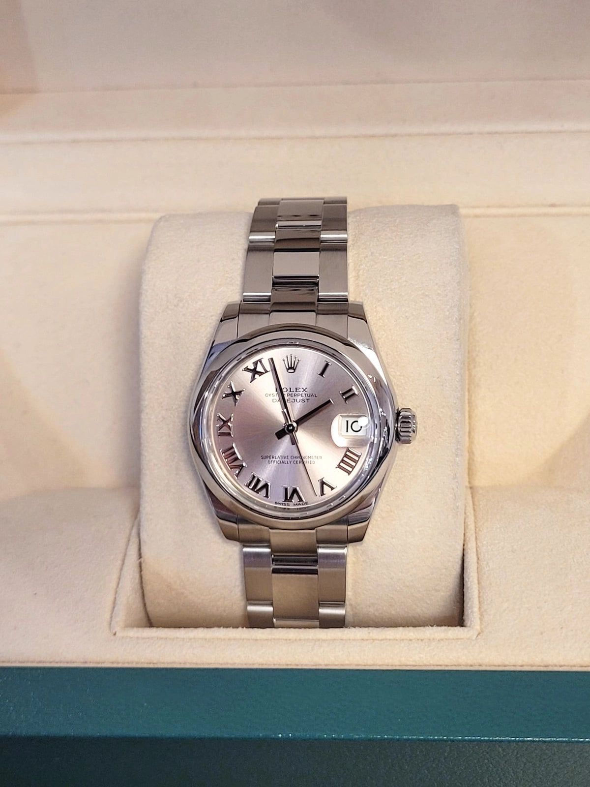 2017 Rolex Datejust 178240 Midsize Pink Roman Dial SS Oyster No Papers 31mm