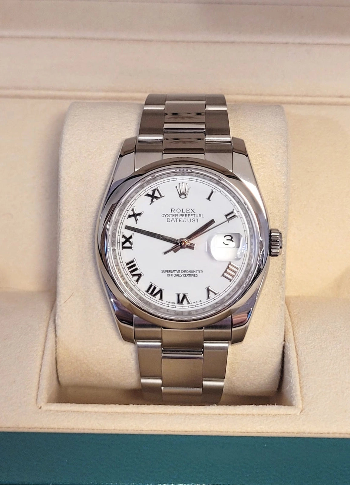 2010 Rolex Datejust 116200 White Roman Dial SS Oyster No Papers 36mm
