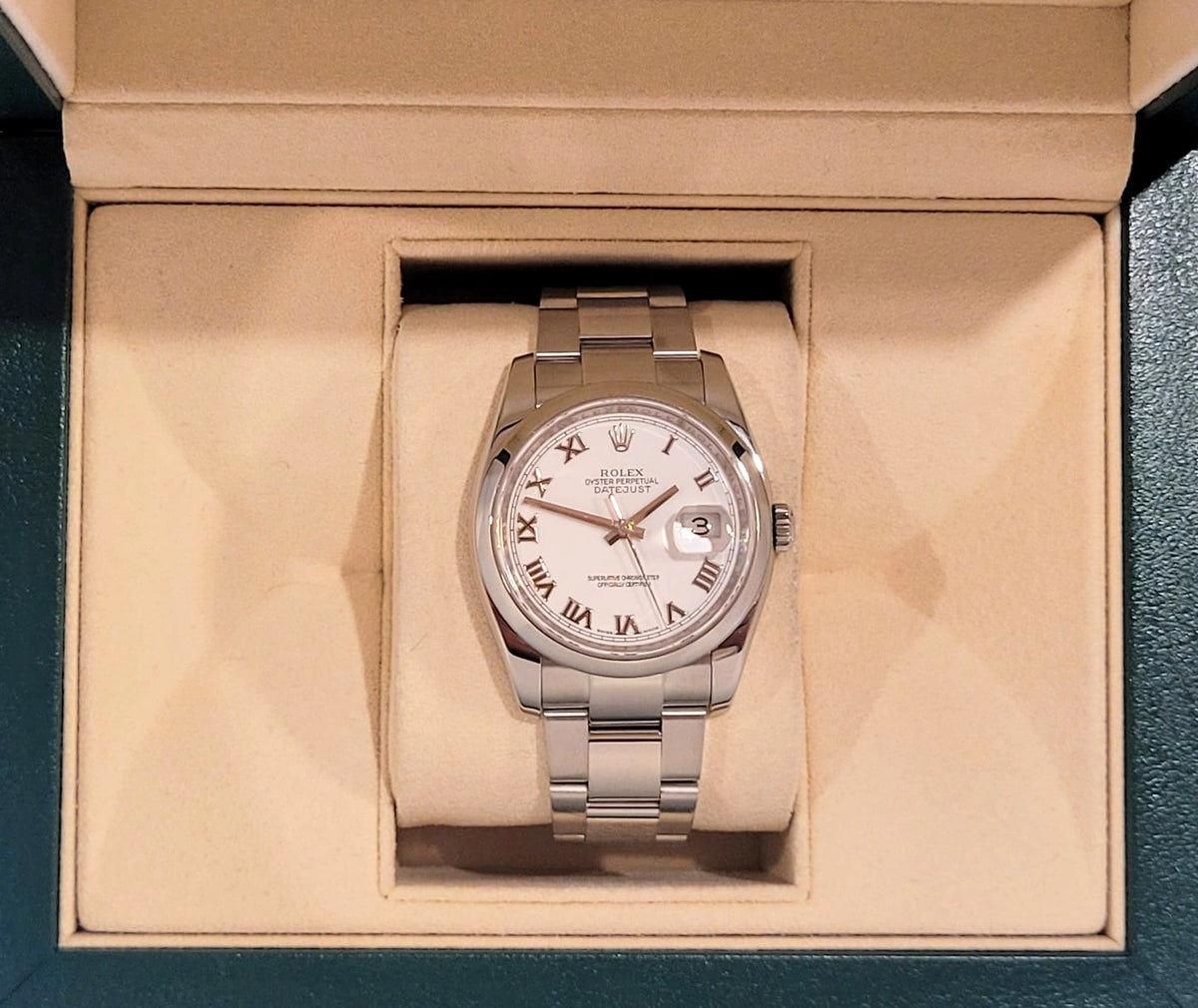 2010 Rolex Datejust 116200 White Roman Dial SS Oyster No Papers 36mm