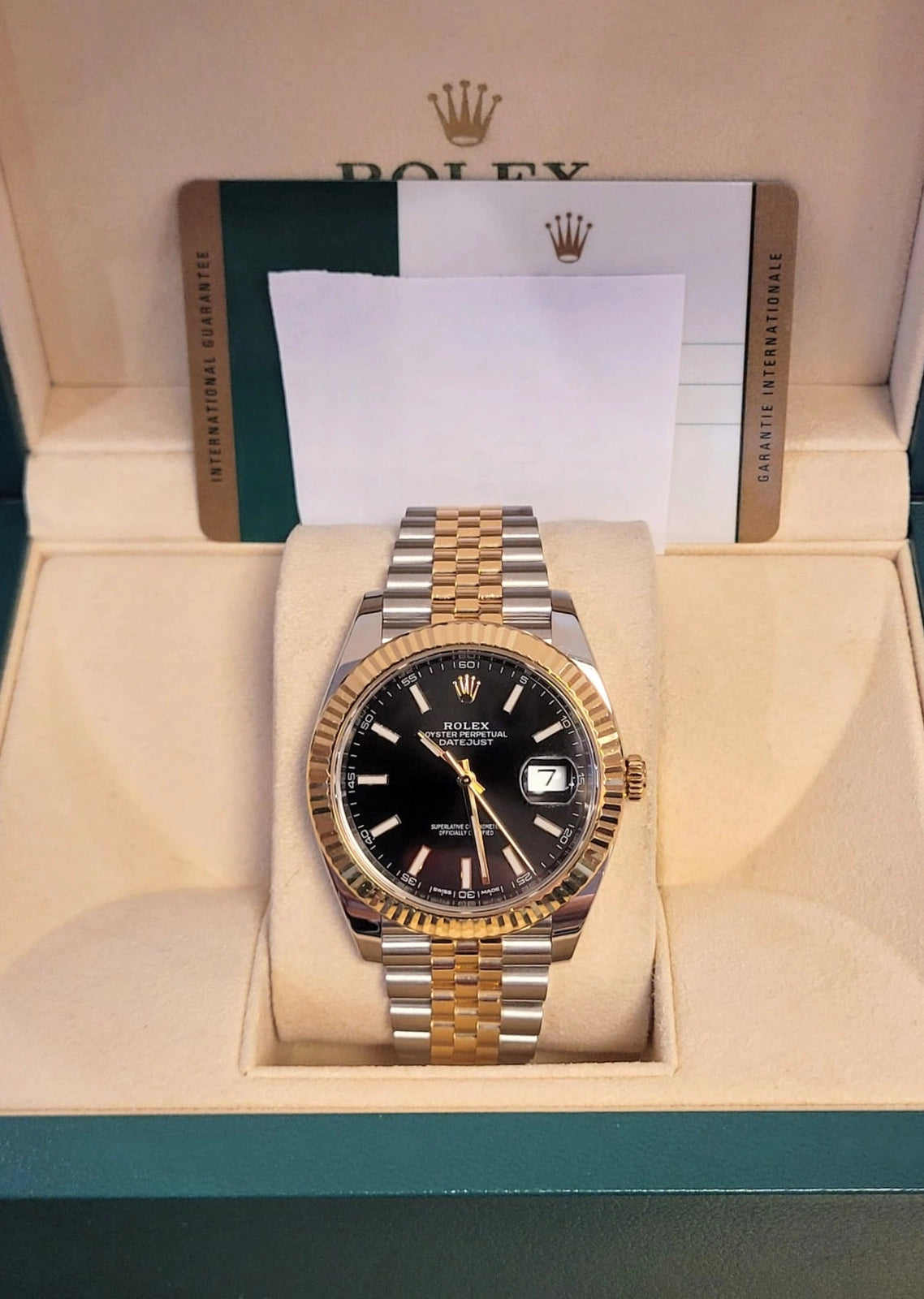 2016 Rolex Datejust 126333 Black Stick Dial TT 18kt Jubilee With Papers 41mm