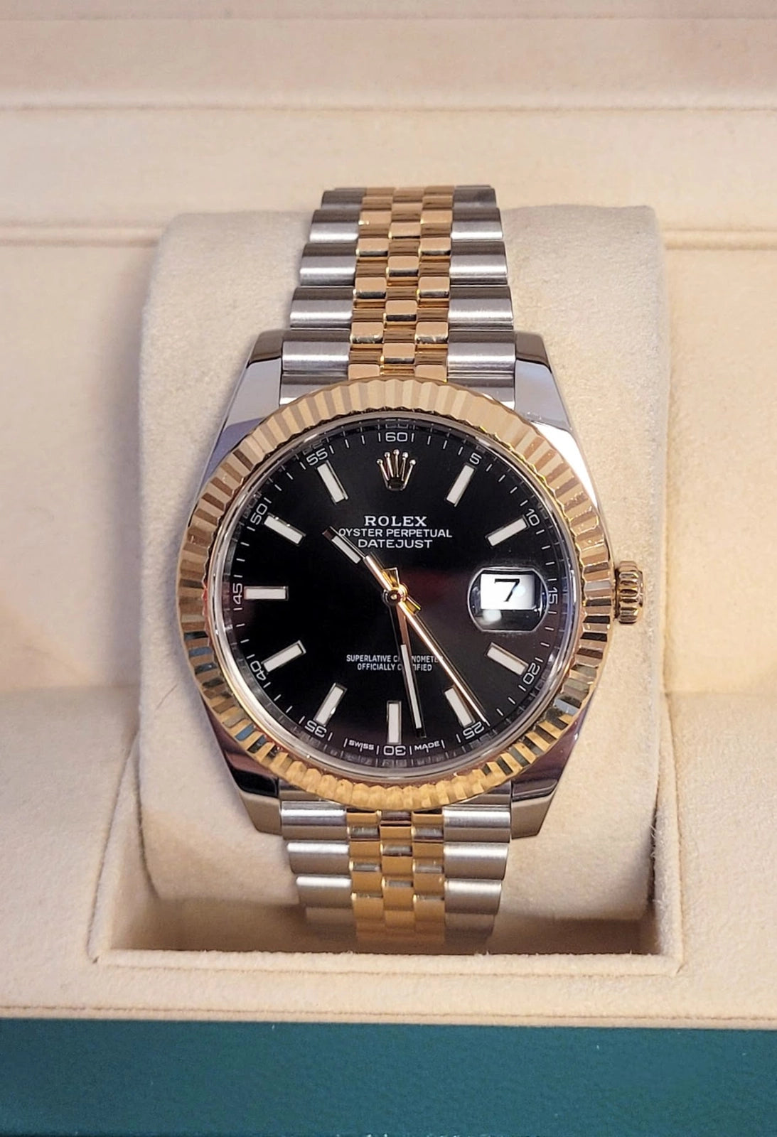 2016 Rolex Datejust 126333 Black Stick Dial TT 18kt Jubilee With Papers 41mm