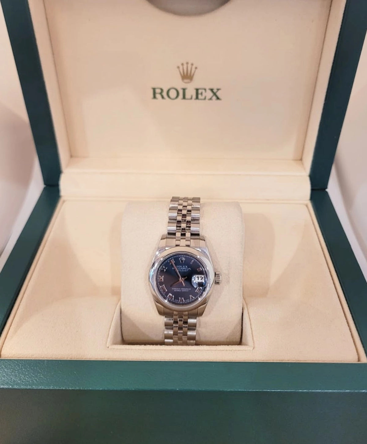 2007 Rolex Ladies Datejust 179160 Blue Roman Dial SS Jubilee No Papers 26mm