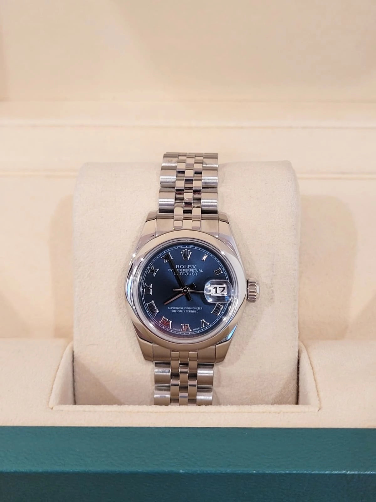 2007 Rolex Ladies Datejust 179160 Blue Roman Dial SS Jubilee No Papers 26mm