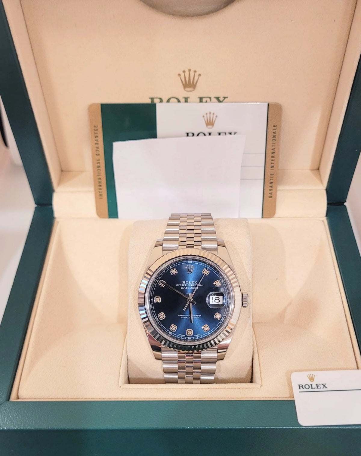 2018 Rolex Datejust 126334 Blue Diamond Dial SS Jubilee With Papers 41mm