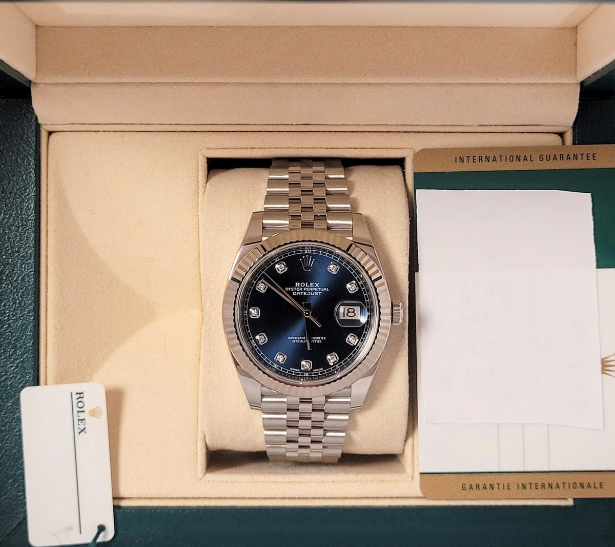 2018 Rolex Datejust 126334 Blue Diamond Dial SS Jubilee With Papers 41mm