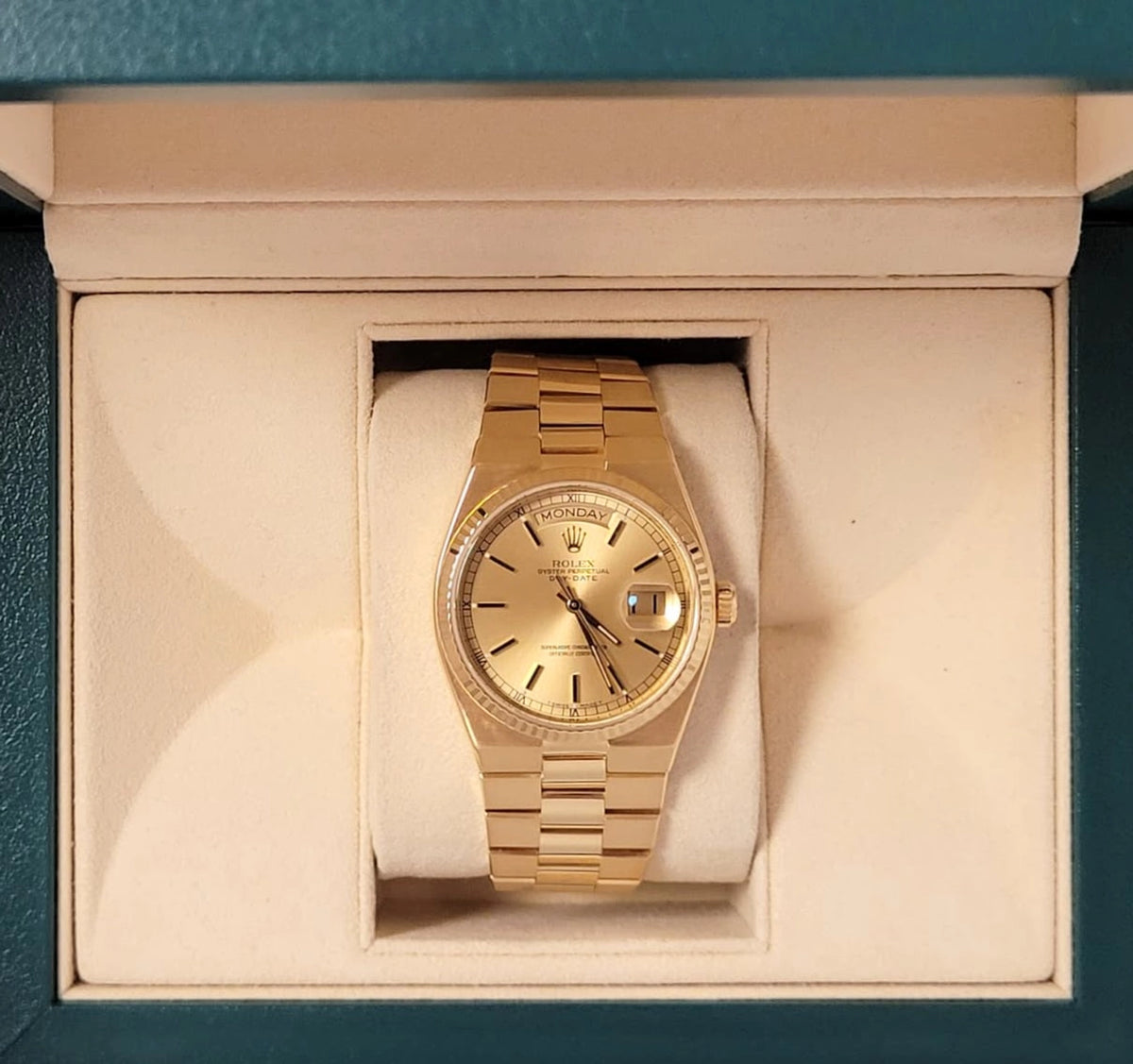 1981 Rolex Day-Date Oysterquartz 19018 Champagne Dial YG 18kt No Papers 36mm