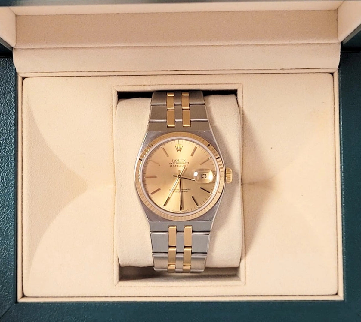 1991 Rolex Datejust Oysterquartz 17013 Champagne Dial TT 18kt No Papers 36mm
