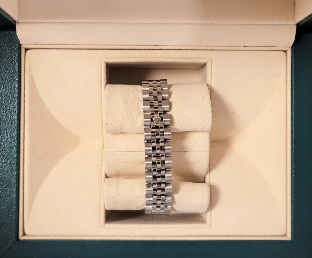 2006 Rolex Ladies Datejust 179174 Black Concentric Arabic Dial SS Jubilee 26mm
