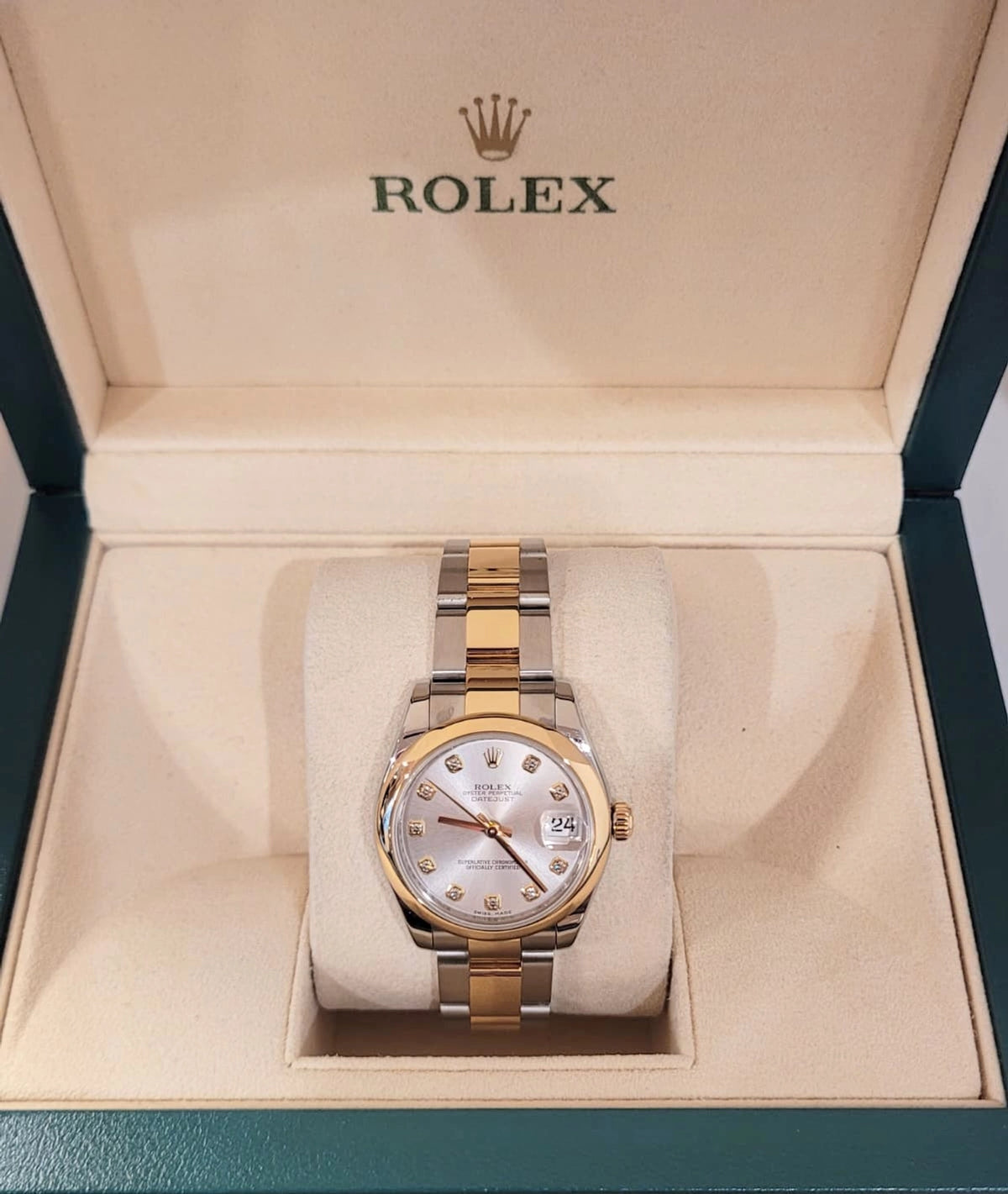 2007 Rolex Datejust Midsize 178243 Silver Diamond Dial TT Oyster No Papers 31mm