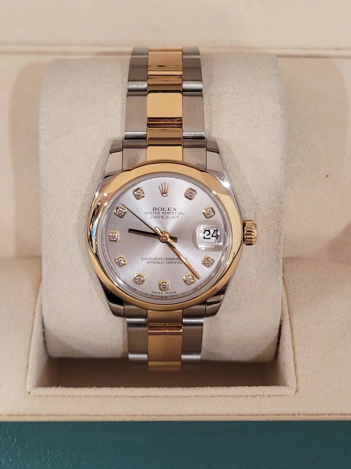 2007 Rolex Datejust Midsize 178243 Silver Diamond Dial TT Oyster No Papers 31mm