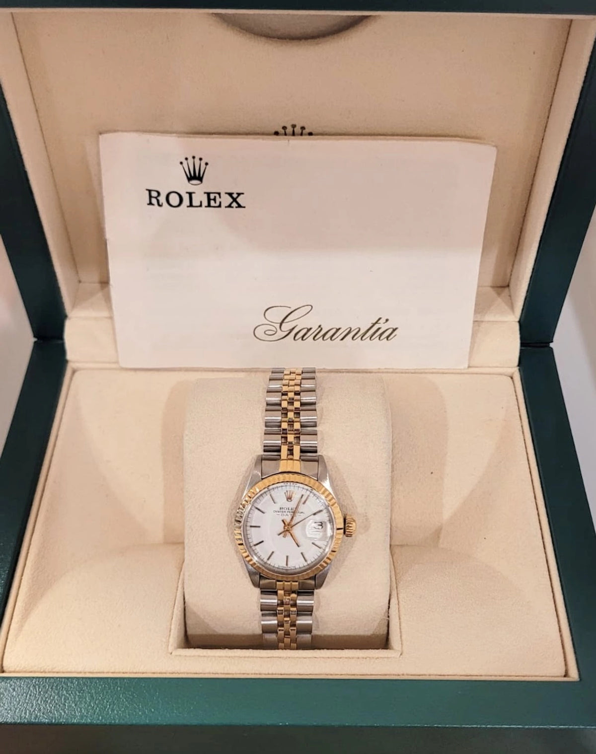 1972 Rolex Ladies Datejust 6917 White Dial TT Jubilee With Papers 26mm
