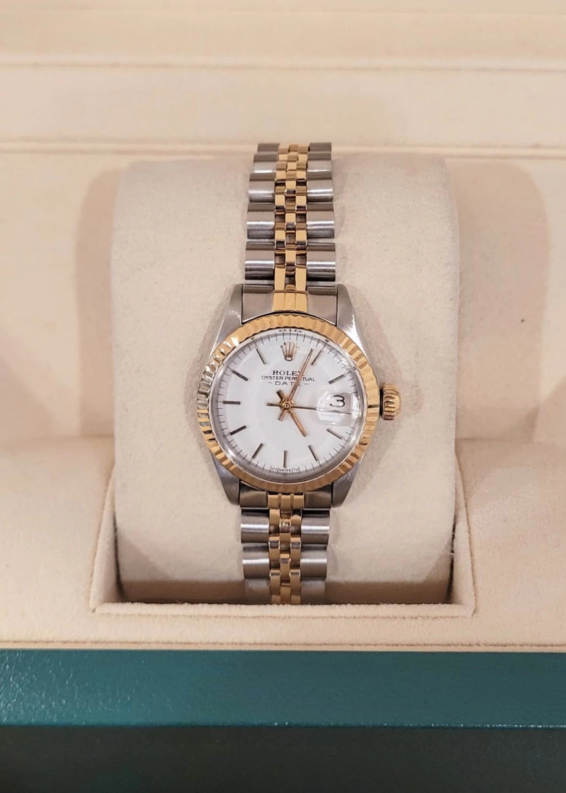 1972 Rolex Ladies Datejust 6917 White Dial TT Jubilee With Papers 26mm